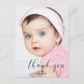 ベビーの最初の誕生日ありがとうエレガントスクリプトスワッシュ ポストカード (正面)