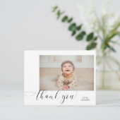 ベビーの最初の誕生日ありがとうエレガントスクリプトスワッシュ ポストカード (スタンド正面)