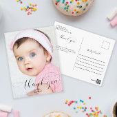 ベビーの最初の誕生日ありがとうエレガントスクリプトスワッシュ ポストカード