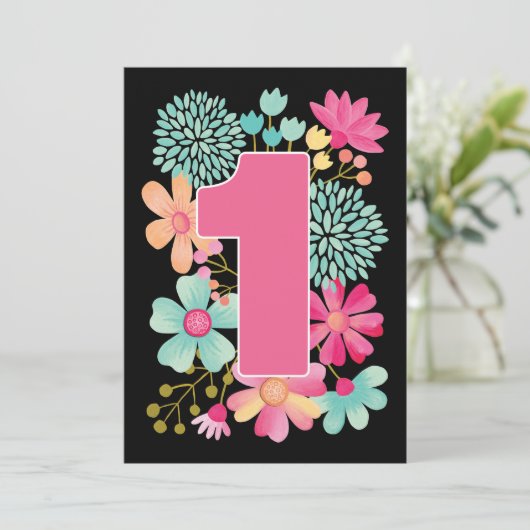 ベビーの最初の誕生日ナンバー1パーティーカスタム招待状 招待状 (スタンド正面)