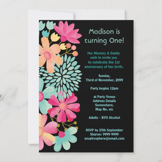 ベビーの最初の誕生日ナンバー1パーティーカスタム招待状 招待状 (裏面)