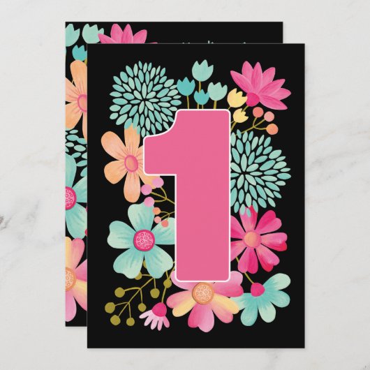 ベビーの最初の誕生日ナンバー1パーティーカスタム招待状 招待状 (正面/裏面)