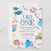 ベビーの最初の誕生日ハローウィンパーティ招待状