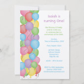 ベビーの最初の誕生日パーティーバルーンカスタム招待状 招待状 (裏面)