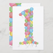 ベビーの最初の誕生日パーティーバルーンカスタム招待状 招待状 (正面/裏面)