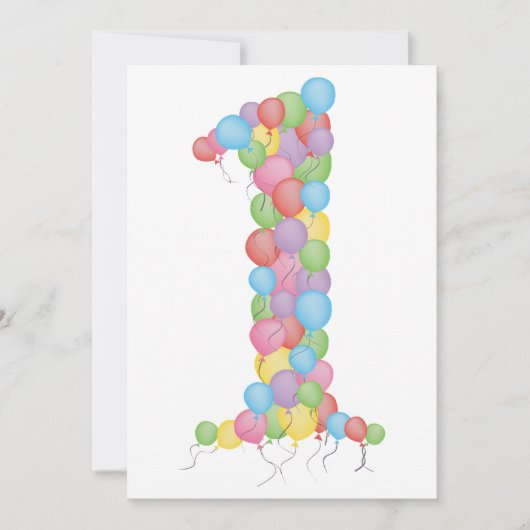 ベビーの最初の誕生日パーティーバルーンカスタム招待状 招待状 (正面)