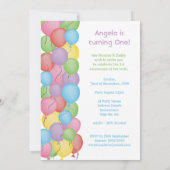 ベビーの最初の誕生日パーティーバルーンカスタム招待状 招待状 (裏面)