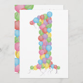 ベビーの最初の誕生日パーティーバルーンカスタム招待状 招待状 (正面/裏面)