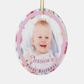ベビーの最初の誕生日フォトフローラKeepsake セラミックオーナメント (右)