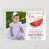 ベビーの最初の誕生日メロンフォトカード 招待状 (正面/裏面)