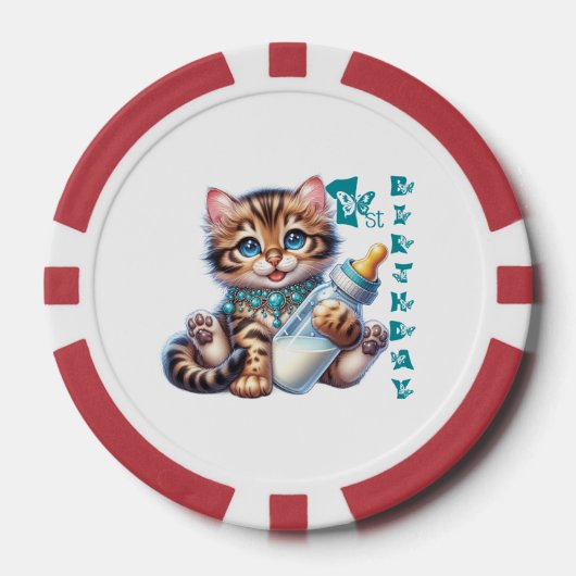 ベビーの最初の誕生日。 ポーカーチップ (正面)