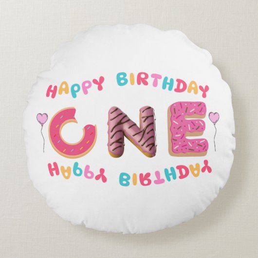 ベビーの最初の誕生日 ラウンドクッション (正面)