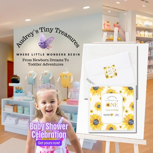 ベビーの最初の誕生日 – 私たちの小さなひまわり スクエアシール