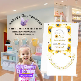 ベビーの最初の誕生日 – 私たちの小さなひまわり バンティングフラッグ