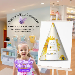 ベビーの最初の誕生日 – 私たちの小さなひまわり パーティーハット