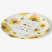 ベビーの最初の誕生日 – 私たちの小さなひまわり ペーパープレート (アングル)