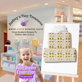 ベビーの最初の誕生日 – 私たちの小さなひまわり ラッピングペーパー