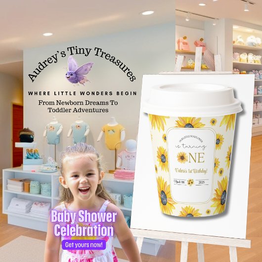 ベビーの最初の誕生日 – 私たちの小さなひまわり 紙コップ