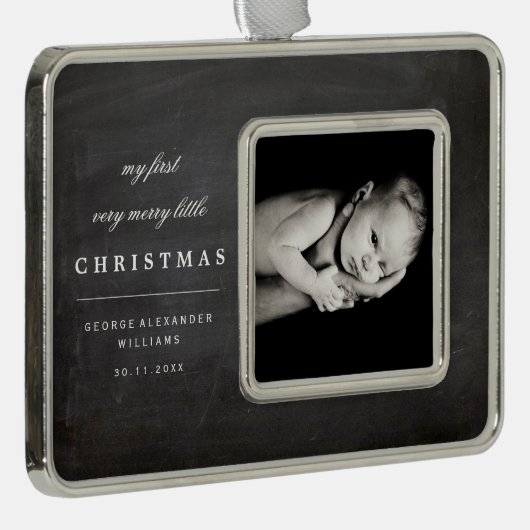 ベビーの最初メリーで小さいクリスマスの写真のオーナメント シルバープレートフレームオーナメント (右)