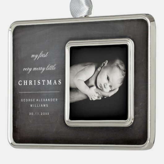 ベビーの最初メリーで小さいクリスマスの写真のオーナメント シルバープレートフレームオーナメント (左)