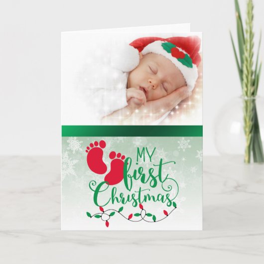 ベビーの最初写真のクリスマスカード シーズンカード (正面)