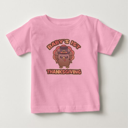 ベビーの最初感謝祭の乳児のTシャツ ベビーTシャツ (正面)