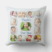 ベビーの最初第1年の写真のコラージュの枕 クッション (正面)