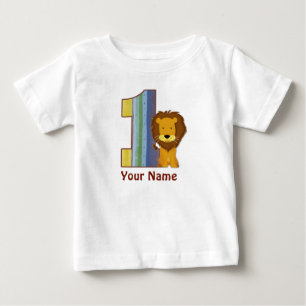 ベビーの最初誕生日のライオンのワイシャツ ベビーTシャツ