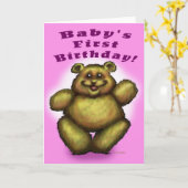 ベビーの最初誕生日の女の子 カード (黄色い花)