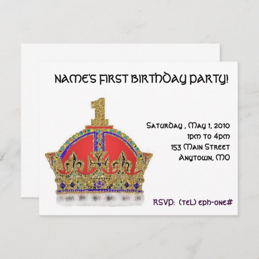 ベビーの最初誕生日 招待状 (正面/裏面)