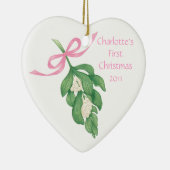 ベビーの最初Christmas~Mistletoeのオーナメント(女の子) セラミックオーナメント (右)