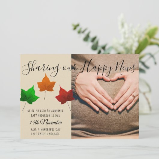 ベビーの期限の秋の秋写真アナウンスメントカード 案内状 (スタンド正面)