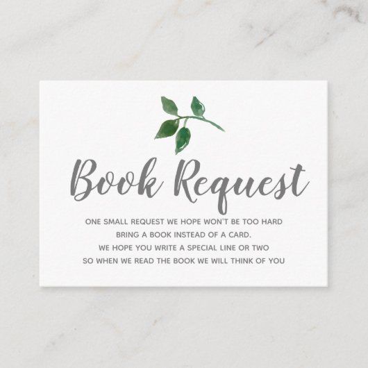 ベビーの本のための花の緑の草木の本はカードを要求します エンクロージャーカード (正面)