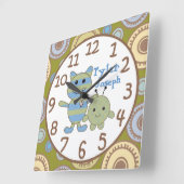 ベビーの柱時計をかいま見ている小さいモンスター スクエア壁時計 (傾斜)