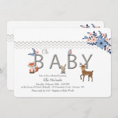 ベビーの森林動物のシャワーの招待状 招待状 (正面/裏面)