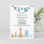 ベビーの水彩服&おもちゃベビーシャワー 招待状 (スタンド正面)