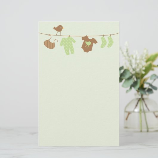 ベビーの洗濯(緑) 便箋 (スタンド正面)