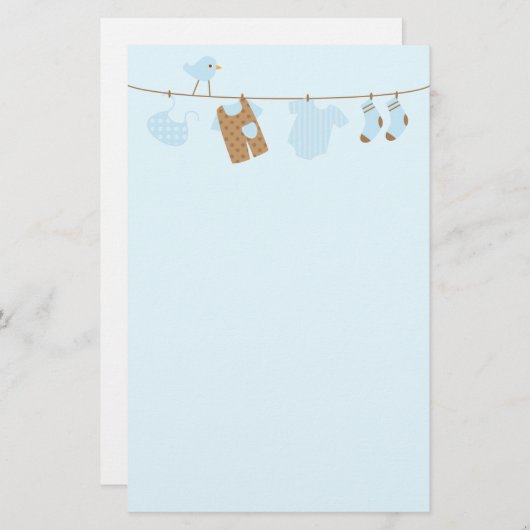 ベビーの洗濯(青い) 便箋 (正面/裏面)