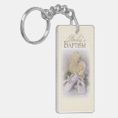 ベビーの洗礼中立、カスタマイズ可能な名前、 キーホルダー (正面左)