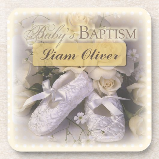 ベビーの洗礼中立、カスタマイズ可能な名前、リアム コースター (正面)