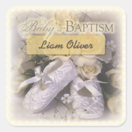 ベビーの洗礼中立、カスタマイズ可能な名前、リアム スクエアシール