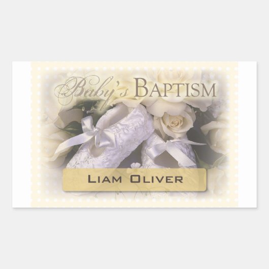 ベビーの洗礼中立、カスタマイズ可能な名前、リアム 長方形シール (正面)