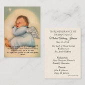 ベビーの洗礼記憶の天使の祈りの言葉の神聖なカード 名刺 (正面/裏面)