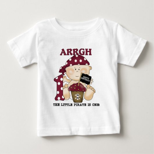 ベビーの海賊第1誕生日のTシャツおよびギフト ベビーTシャツ (正面)