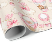 ベビーの熱気球とかわいい動物 ラッピングペーパー (ロールコーナー)