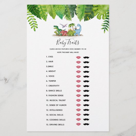 ベビーの特徴の恐竜の赤ちゃんシャワーゲーム (正面)