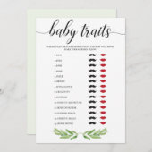 ベビーの特徴を推測する赤ちゃんシャワーゲーム緑 (正面/裏面)