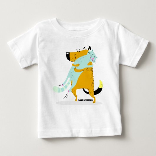 ベビーの猫および犬の抱き締めることを用いる素晴らしいジャージーのTシャツ ベビーTシャツ (正面)
