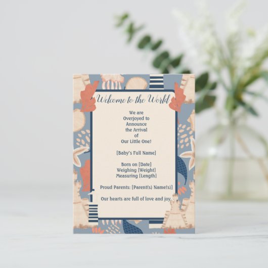 ベビーの男の航海の子の誕生発表 ポストカード (スタンド正面)