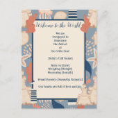 ベビーの男の航海の子の誕生発表 ポストカード (正面)